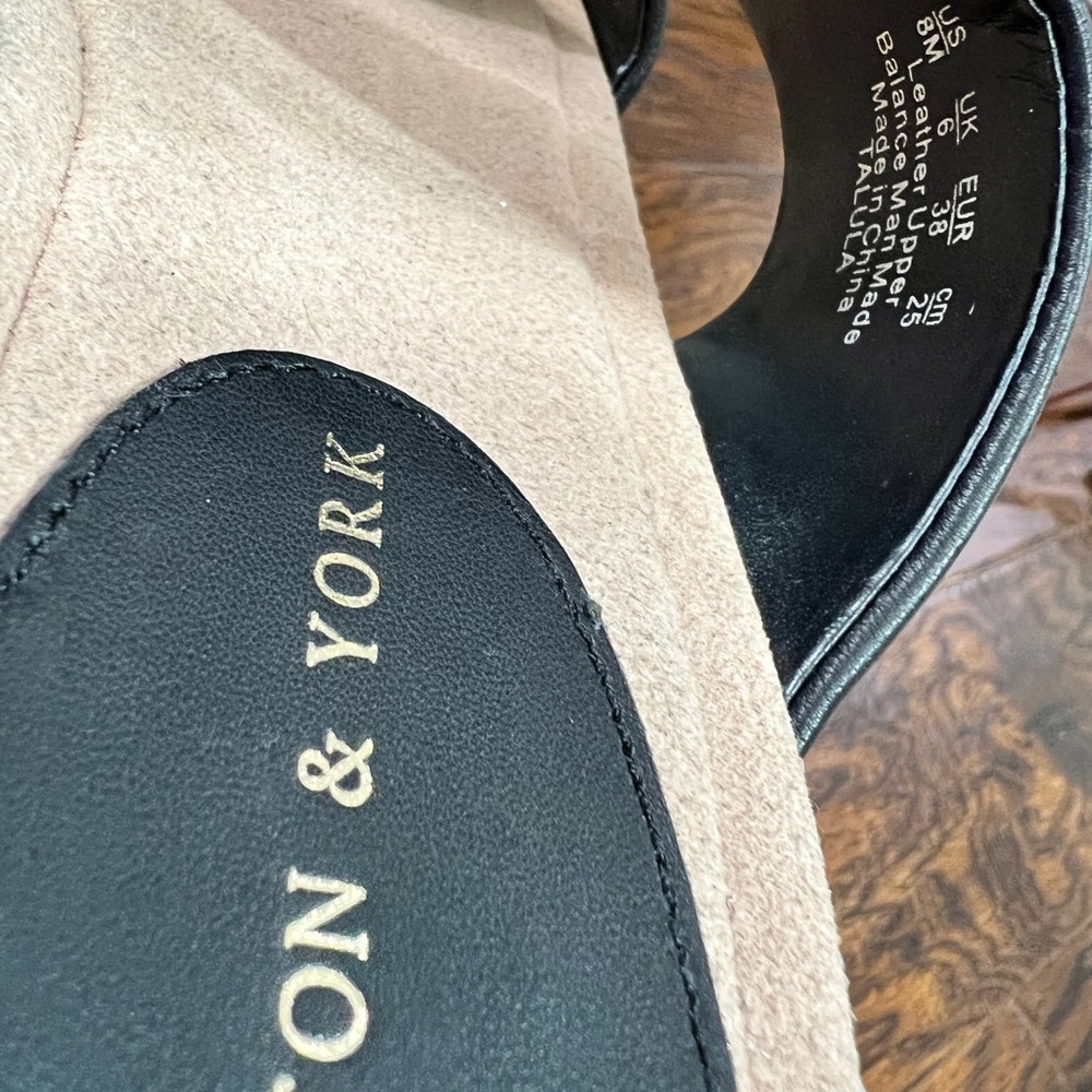Never Worn- Preston & York Platform Espadrilles Black Leather Comfortable Sz 8 - Picture 4 of 4